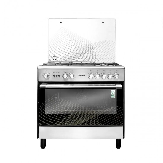 فرن تورنيدو غاز 5 شعلات مقاس 60×90 أمان كامل - ستيل