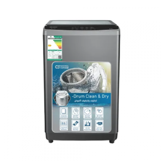 غسالة اتوماتيك علوية جنرال سوبريم 8 كيلو - فضي